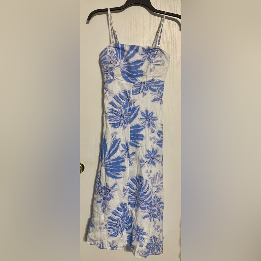 Lilly Pulitzer Women's Jorgian Linen Midi Dress Resort White Jet Set Jungle - Picture 2 of 5